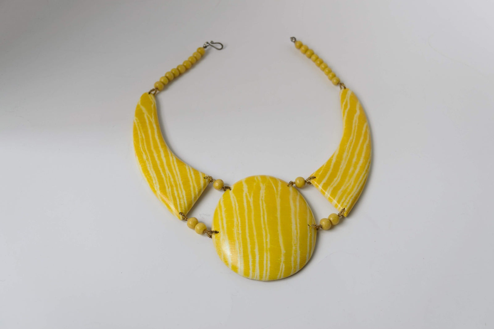 Yellow Statement Necklace Vintage Handmade Jewelry