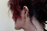 Hematite Golden Chains Link Ear Cuff Single Earrings Vintage Jewelry