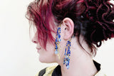 Blue Crystals Chandelier Single Earrings Vintage Jewelry