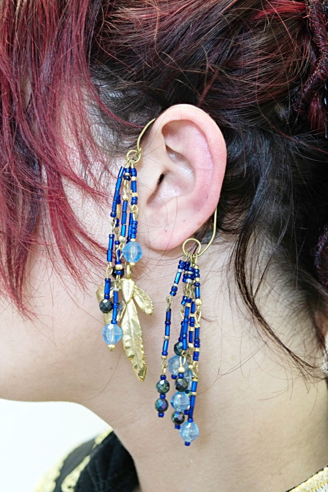 Blue Crystals Chandelier Single Earrings Vintage Jewelry