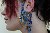 Blue Crystals Chandelier Single Earrings Vintage Jewelry