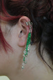 Green Silver Ear Cuff Single Earrings Vintage Jewelry