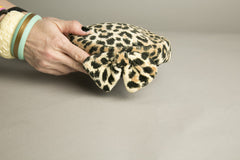 Vintage Toque Hat Cheetah Velvet Animal Print Millinery