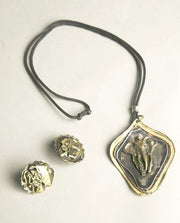 Handcrafted Wild Elephant Jewelry Set with Necklace and Earrings from Ohio Art Fair