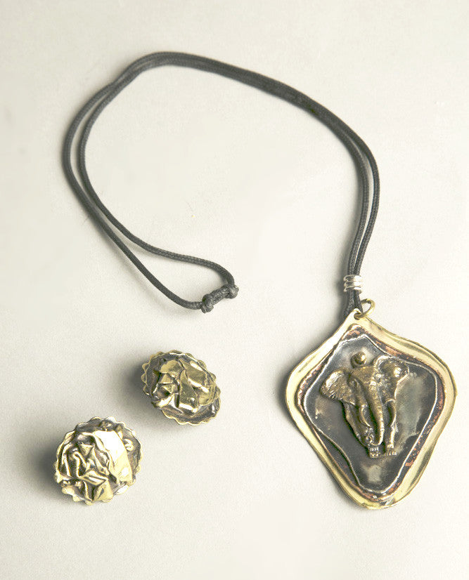 Handcrafted Wild Elephant Jewelry Set - Necklace & Earrings: Artisanal Treasure from Ohio Art Fair