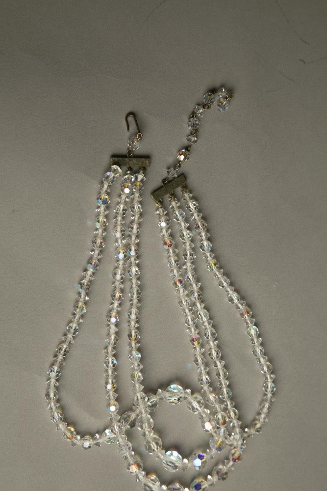Crystal Vintage Jewelry Aurora Borealis Beaded Necklace
