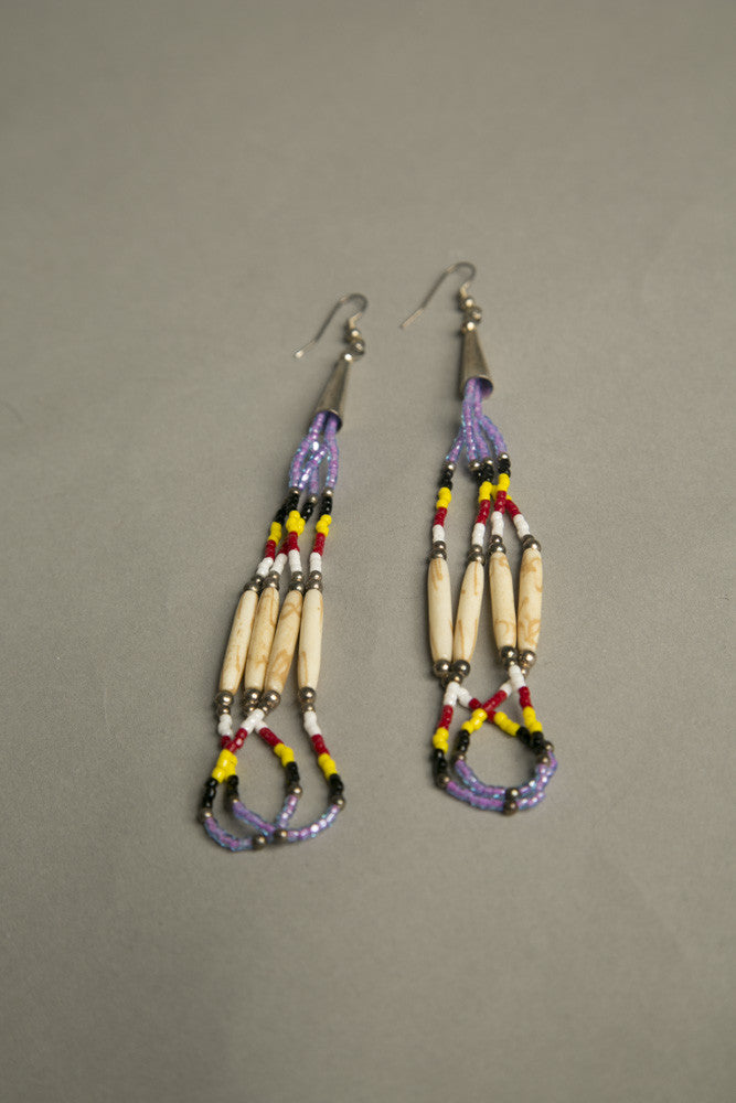 Long Bohemian Beaded Earrings Handmade Jewelry Ethnic Vintage