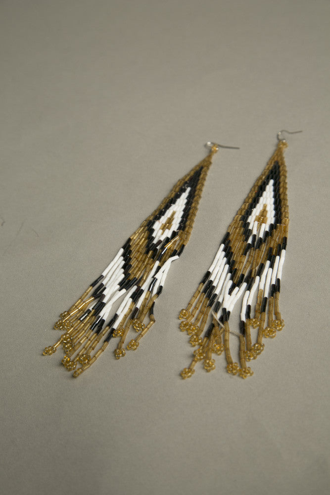 Shoulder Duster Earrings Handmade Beaded Vintage Jewelry