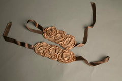 Handmade Floral Bracelet Brown Silk Roses Cuff Body Jewelry Accessory