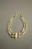 Retro Short Necklace Multi-strands Pearls Yellow Crystals Beaded Vintage Jewelry made in Japan 60s