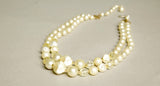 Retro Short Necklace Multi-strands Pearls Yellow Crystals Beaded Vintage Jewelry made in Japan 60s