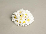 Daisy Flower Brooch Pin White Yellow Plastic Petals Vintage Jewelry