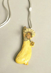 Handmade Vintage Jewelry Ms Liberty 1986 Folk Art July 4 1776 Statue of Liberty Pendant Necklace