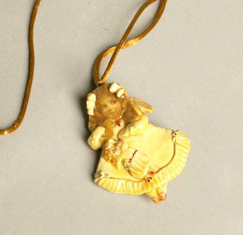 Handmade Vintage Jewelry 1985 Folk Art Pendant Necklace Grand Old Ohio Western Reserve