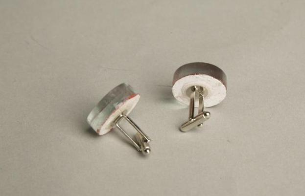 Vintage Cuff Link Translucent Acrylic Resin Red Unisex Plastic Accessory