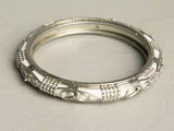 Ethnic Vintage Jewelry Milk White Bangle Bracelet Silver Ornaments