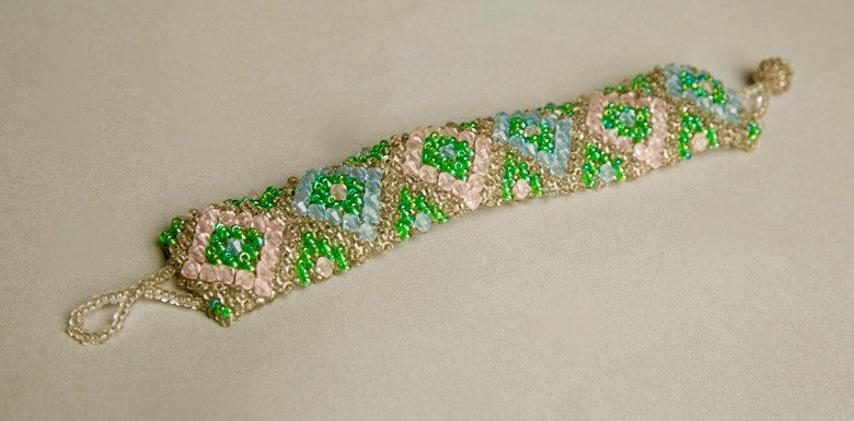 Dazzling Handmade Jewelry Heavy Beaded Bracelet Wonderful Craftsmanship