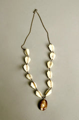 Cowrie Shell Beaded Necklace Ethnic Handmade Vintage Jewelry