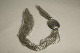 Silver Beaded Necklace Exuberant Long Bold Statement Handmade Vintage Jewelry