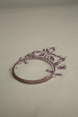 Purple Crystals Bib Choker Necklace Vintage Jewelry