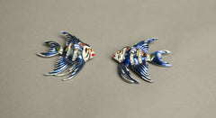 Whimsical Vintage Double Clips Fur Pin Set Fish Novelty Jewelry