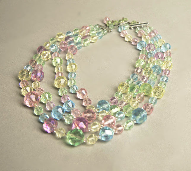 Multicolored Crystal Necklace Vintage Jewelry made in Western Germany