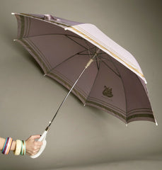 Gloria Vanderbilt Vintage Purple Golden Swan Bird Automatic Umbrella Wide Rain Accessory
