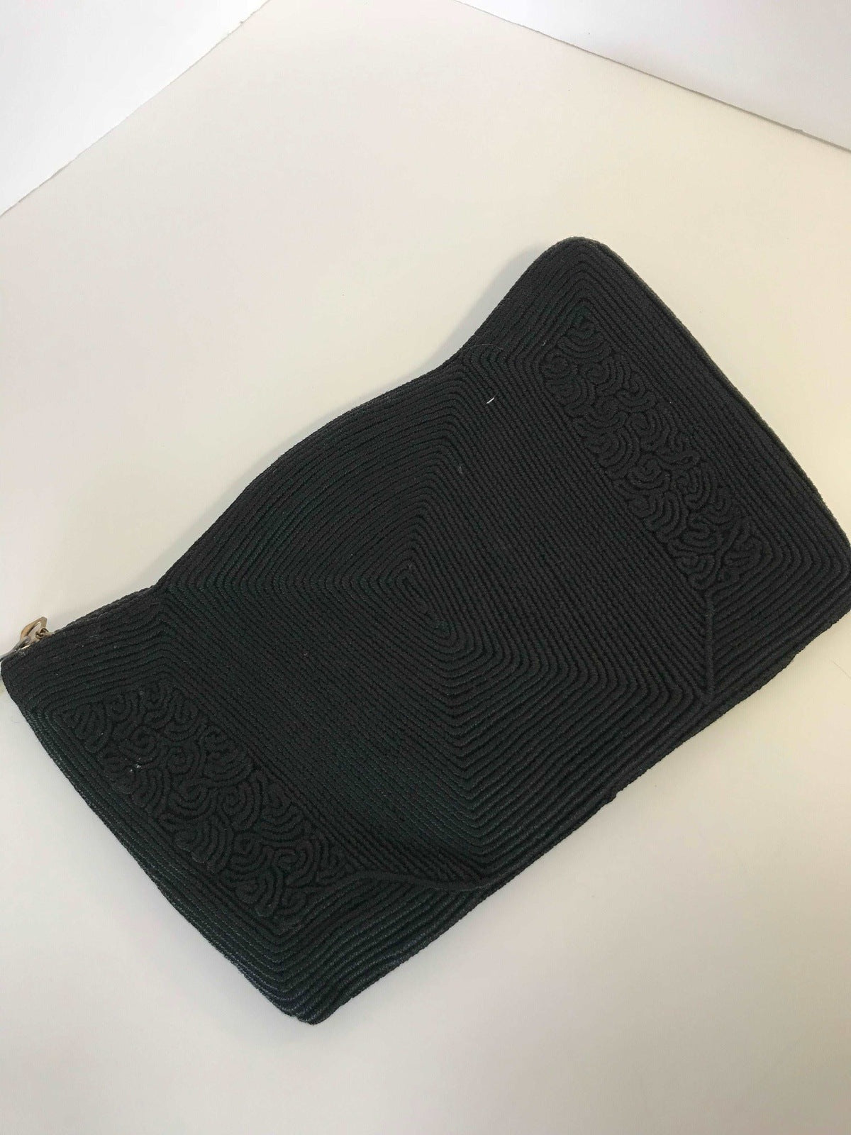 Black Yarn Coil Clutch Bag Vintage Accessories