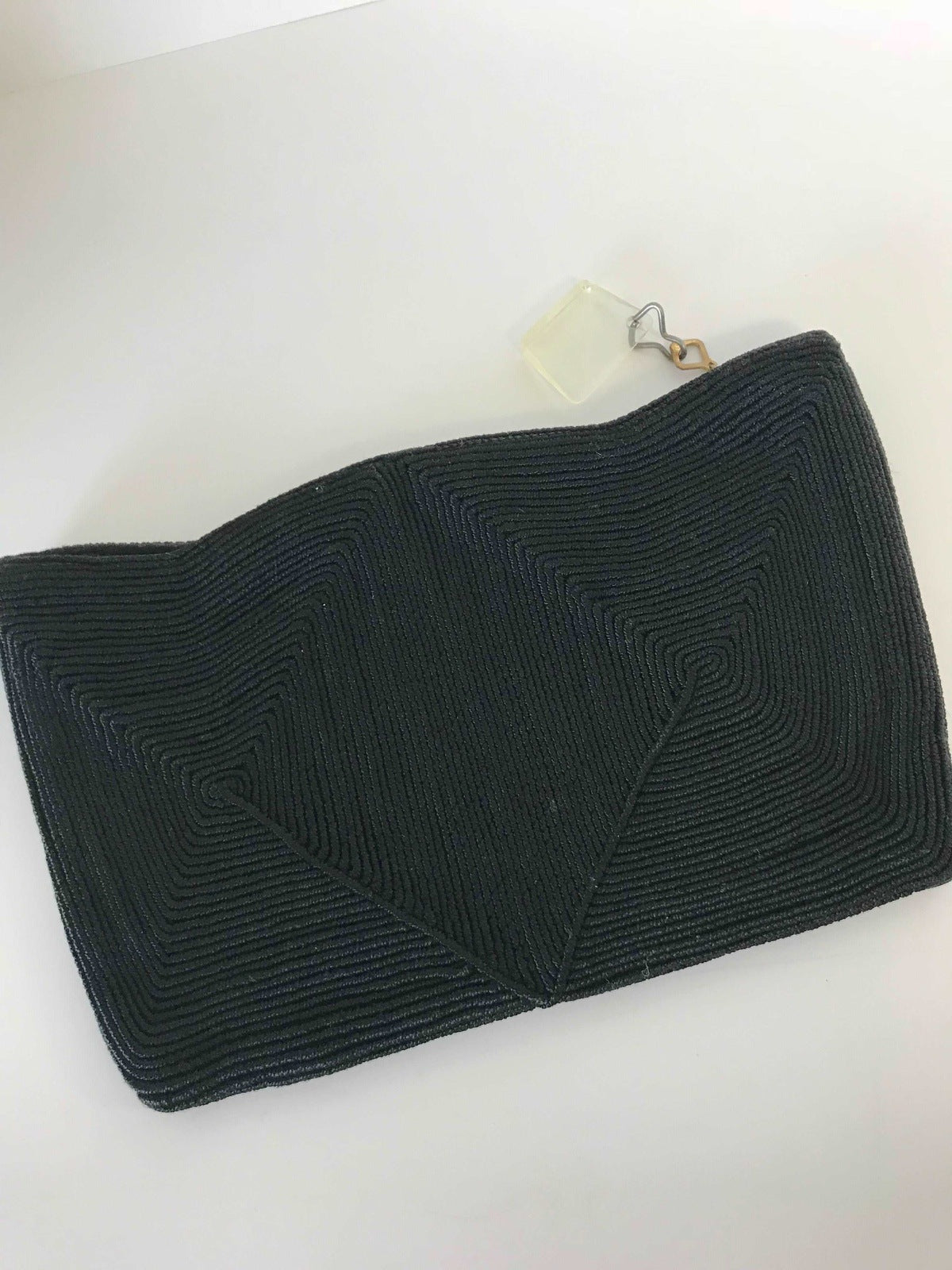 Black Yarn Coil Clutch Bag Vintage Accessories