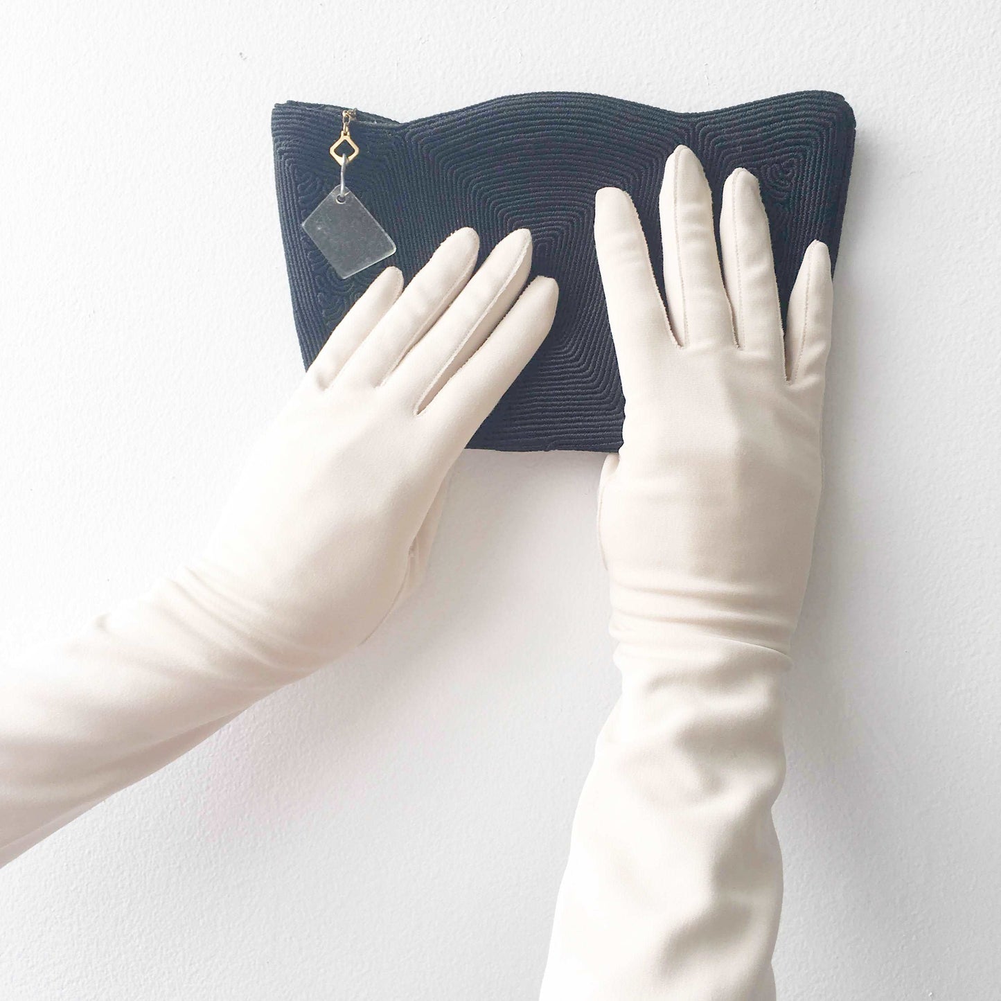 Black Yarn Coil Clutch Bag Vintage Accessories