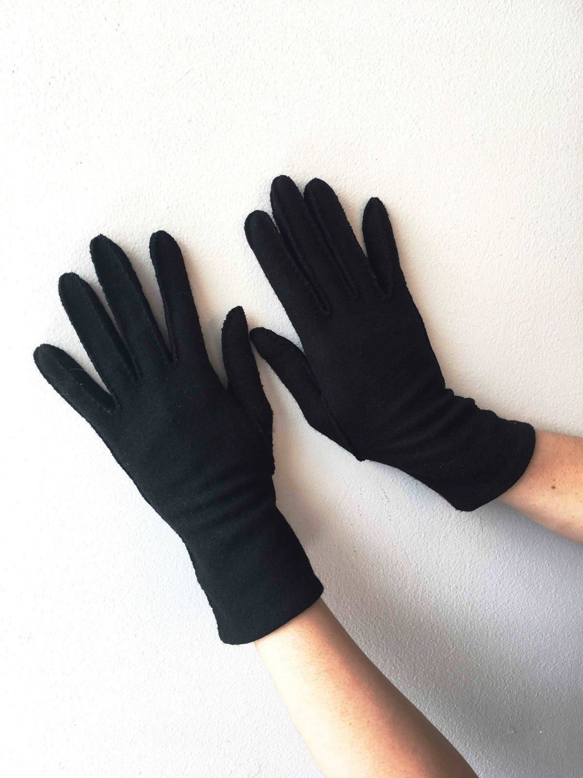 Black Wool Gloves Vintage Accessory