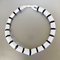 Black and White Framed Necklace Vintage Plastic Jewelry