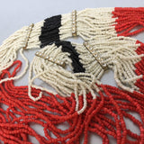 Black Red White Seed Beads Statement Necklace Vintage Jewelry