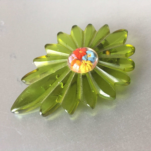 Bakelite Prystal Floral Dress Clip - A Rare Early-20th Century Vintage Treasure