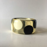 Black White Polka Dots Clear Resin Bangle Bracelet Contemporary Jewelry