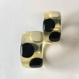 Black White Polka Dots Clear Resin Bangle Bracelet Contemporary Jewelry