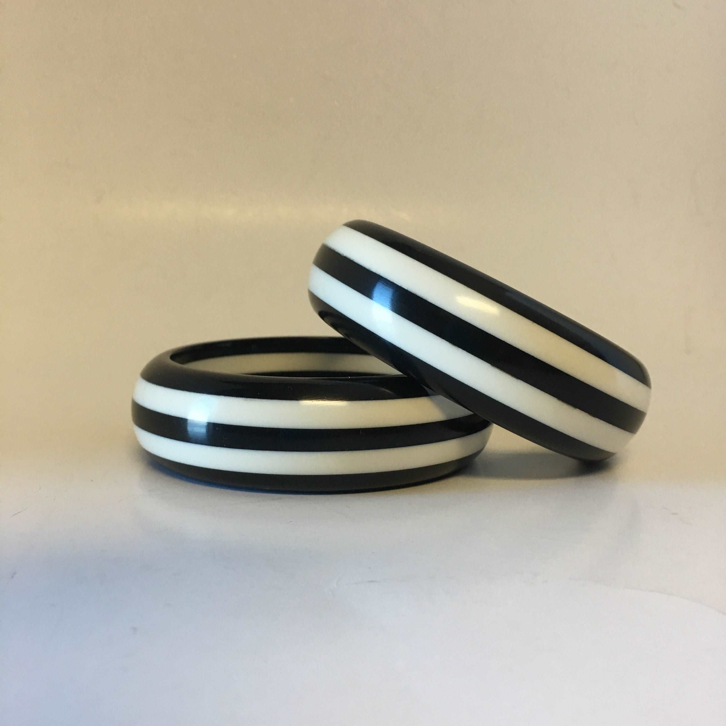 Black and White Striped Bangle Bracelet Contemporary Jewelry