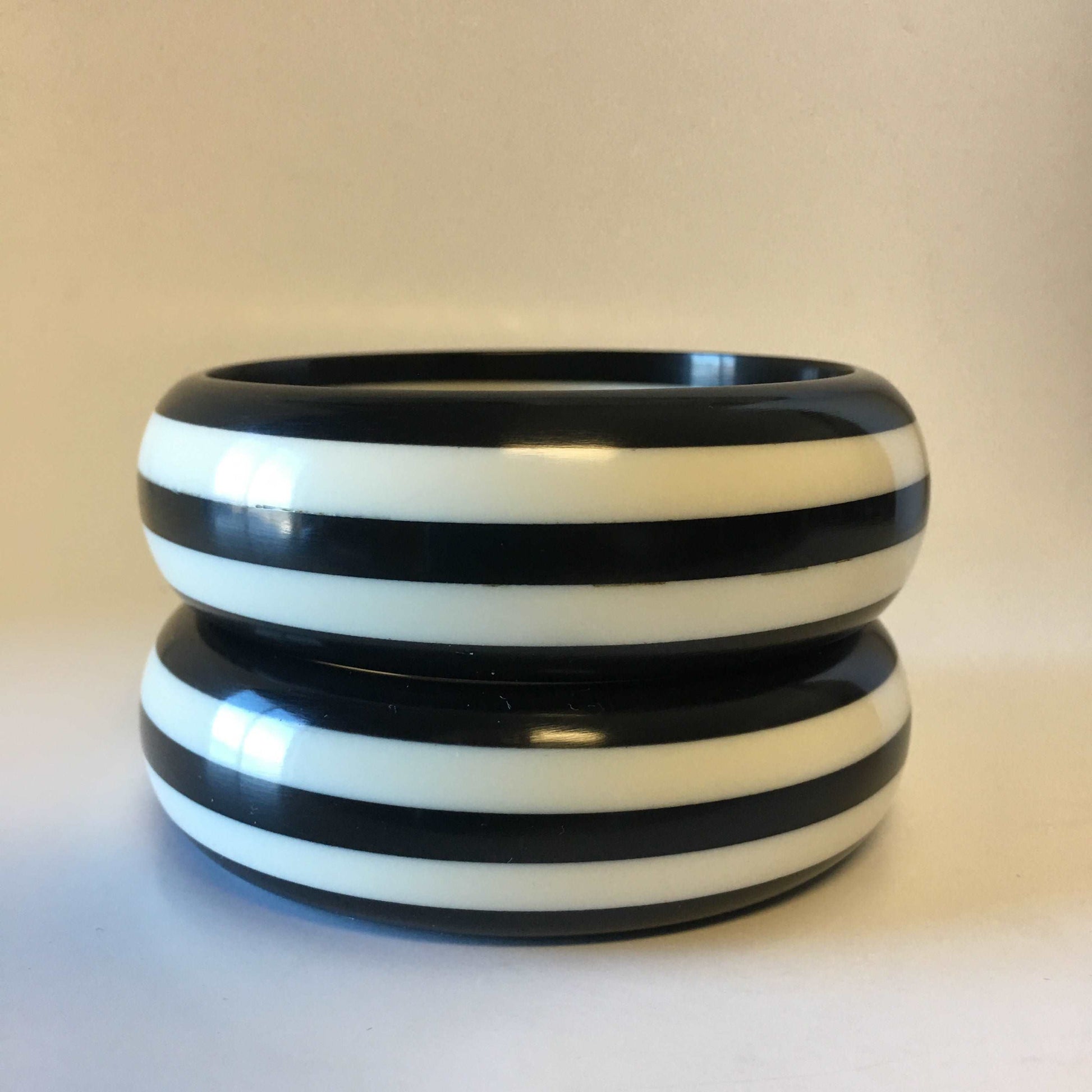 Black and White Striped Bangle Bracelet Contemporary Jewelry