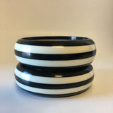 Black and White Striped Bangle Bracelet Contemporary Jewelry