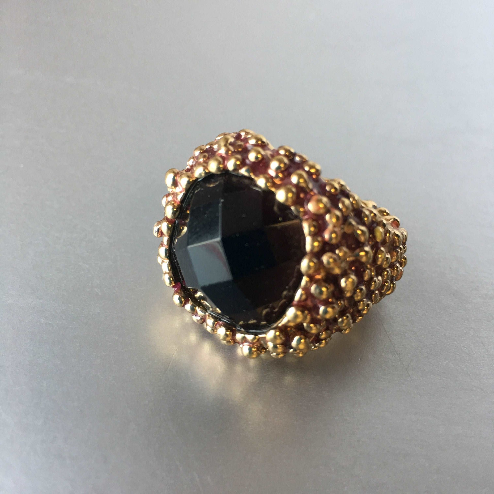 Brutalist Cocktail Ring Purple Amethyst Vintage Costume Jewelry