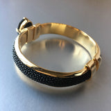 Black Onyx Bangle Golden Bracelet Contemporary Jewelry