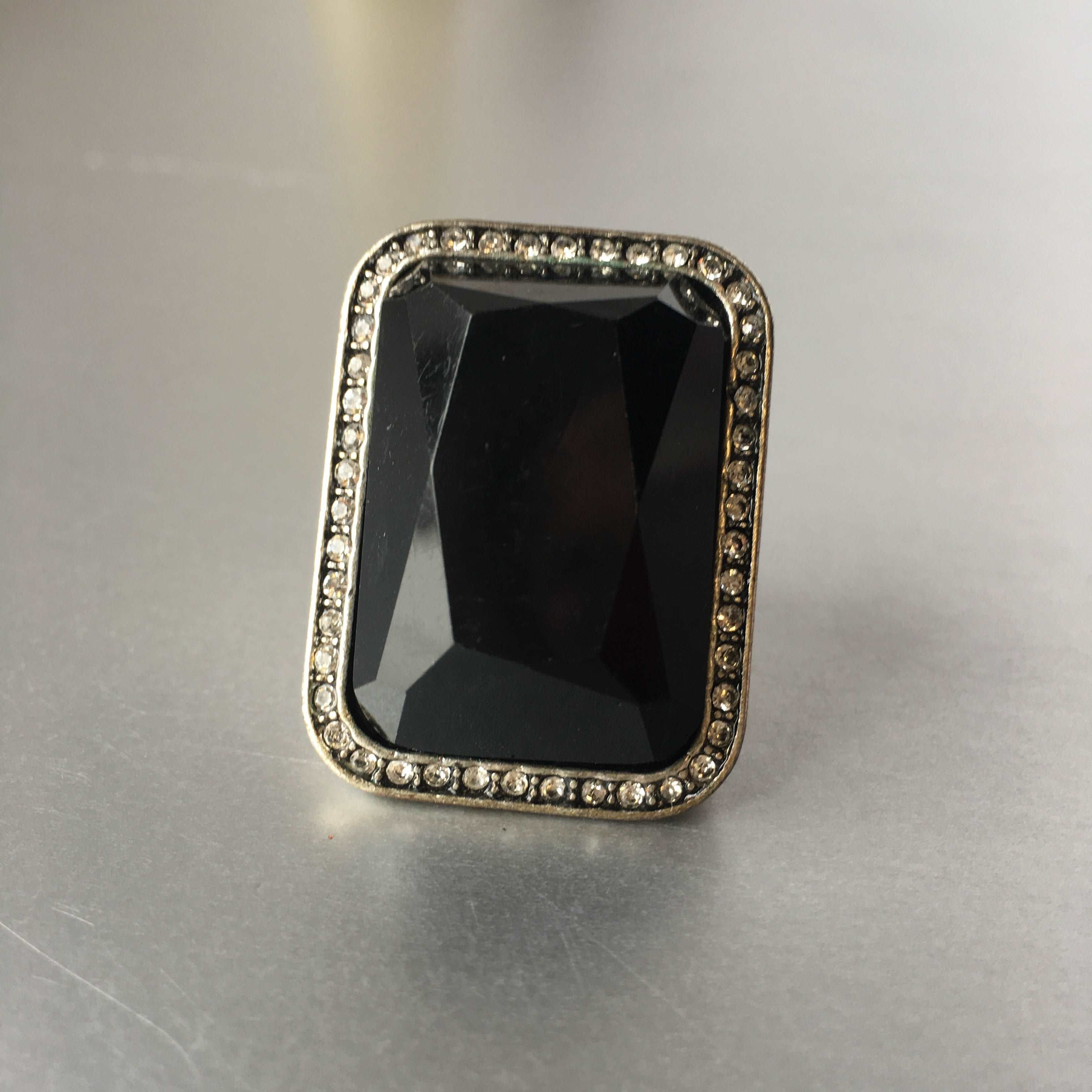 Black Bold Cocktail Ring Vintage Jewelry