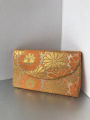 Silk Brocade Orange Clutch Bag Vintage Accessories