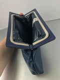 Navy Italian Leather Clutch Bag Vintage Accessories