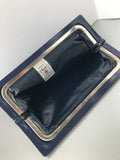 Navy Italian Leather Clutch Bag Vintage Accessories