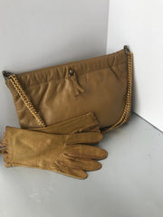 Dijon Tan Gloves and Bag Vintage Accessories Set