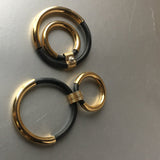 Vintage Gold Black Hoop Big Earrings