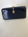 Vintage Lucite Structured Bag Navy Blue Classic Lucite Box Clutch Crossbody Shoulder Bag