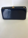 Vintage Lucite Structured Bag Navy Blue Classic Lucite Box Clutch Crossbody Shoulder Bag