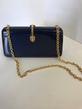 Vintage Lucite Structured Bag Navy Blue Classic Lucite Box Clutch Crossbody Shoulder Bag